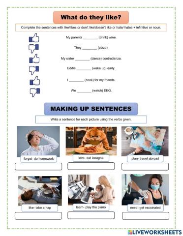 Verb+infinitive or noun
