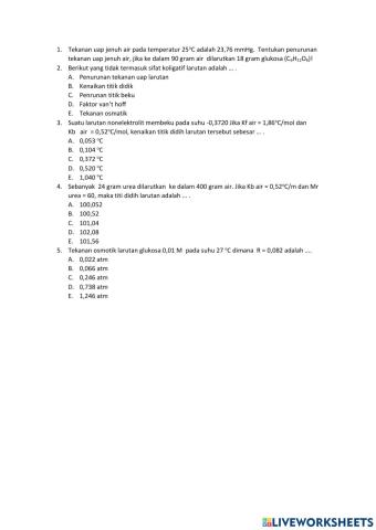 Sifat Koligatif Larutan