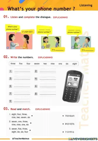 PRESENT SIMPLE - To be - What's your phone number ? - Listening