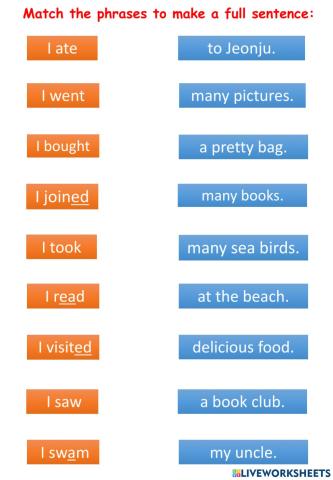 Past tense sentences