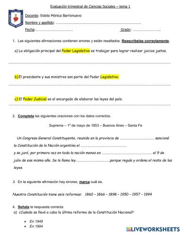 Evaluación de ciencias sociales