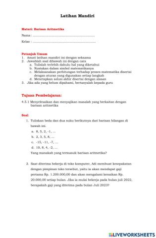 Barisan aritmetika