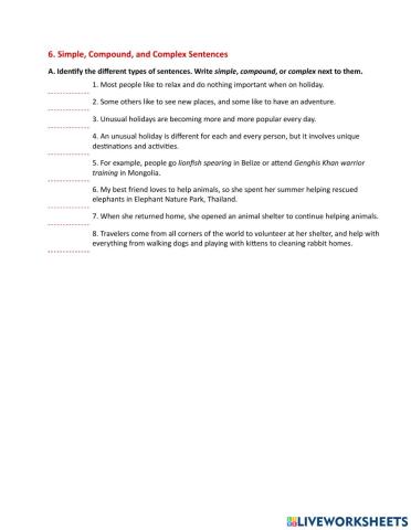 6. Simple, compound, and complex sentences