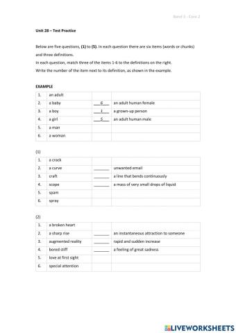 Band 3 (Core 2) - Unit 28 - Test