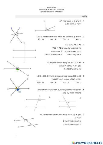 דף עבודה מסכם בנושא:זוויות