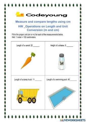 Operations on Length and Unit Conversion (m and cm)