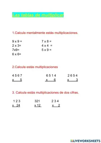 Las tablas de multiplicar