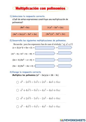 Multiplicación de polinomios.