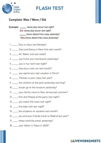 Interrogative form past tense