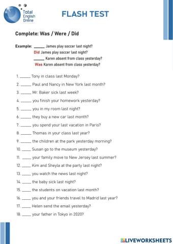 Interrogative form past tense