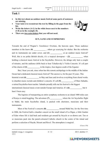 Érettségi 2013 október Olvasásértés