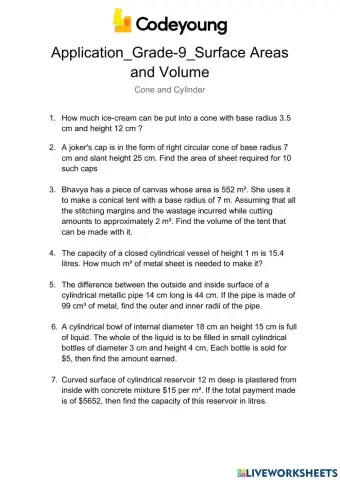Surface areas and Volumes