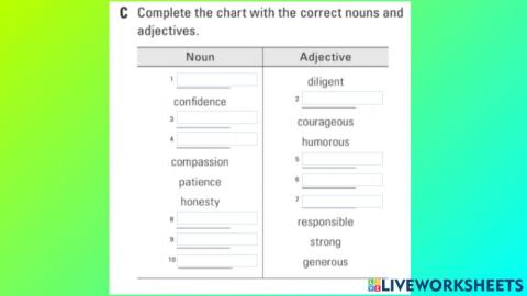Nouns and adjectives