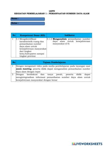 LKPD Pemanfaatan Sumber Daya Alam