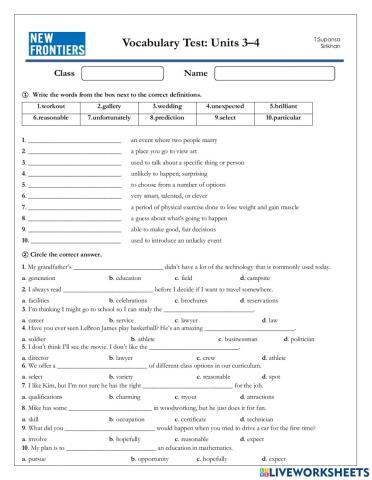 Vocab Test Unit 3-4 M.4
