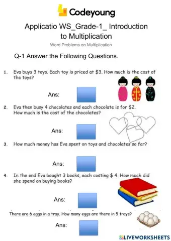 Word Problems on Multiplication-Application WS