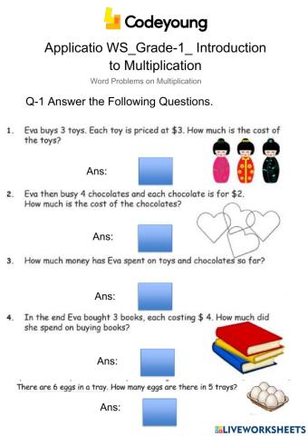 Word Problems on Multiplication-Application WS