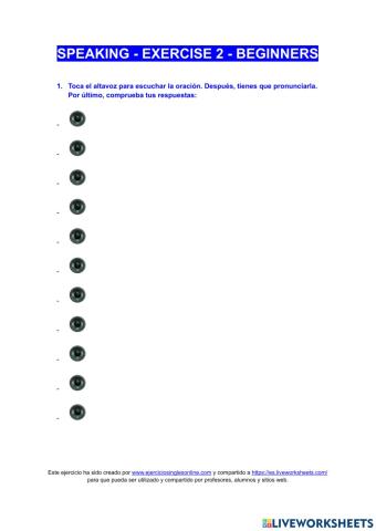 Speaking exercise 2 - Beginners