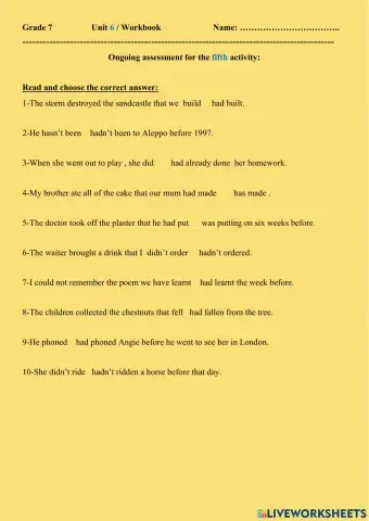 Unit 6 Workbook -Grade 7th