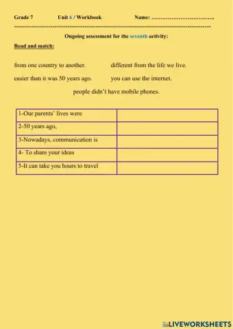 Unit 6 Workbook -Grade 7th