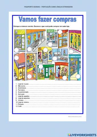 Lojas e lugares na cidade