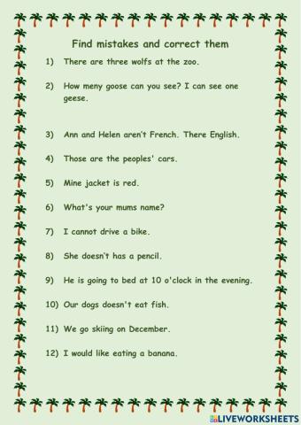 Correct the mistakes