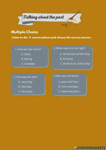 Listening Was Were (Past Verb to be)