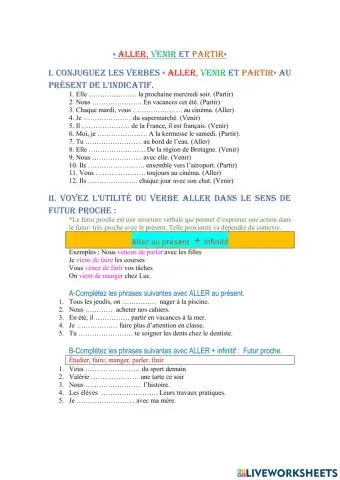 Aller, venir, partir