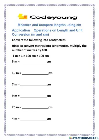 Conversion m into cm
