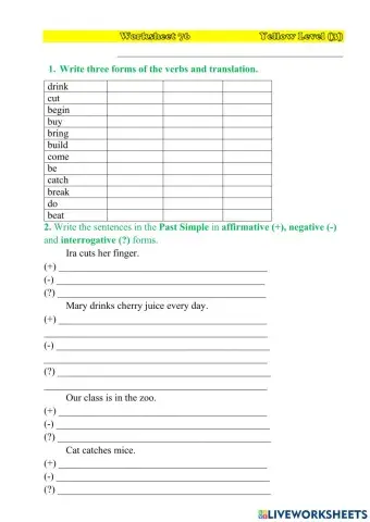 Worksheet 76 YL(3)