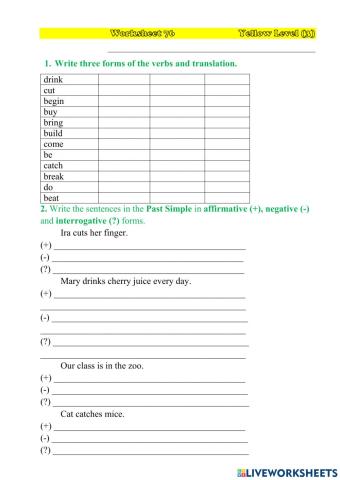 Worksheet 76 YL(3)