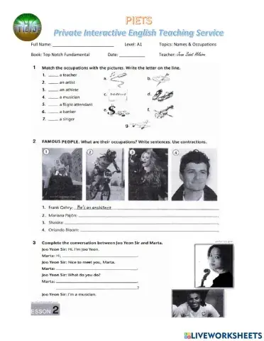 Names and Occupations