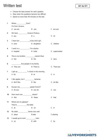 Level Test (General English)