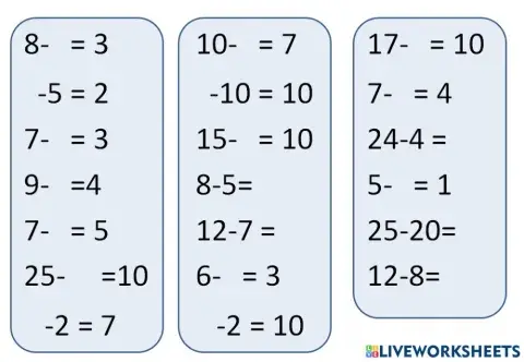 Cálculo mental subtração