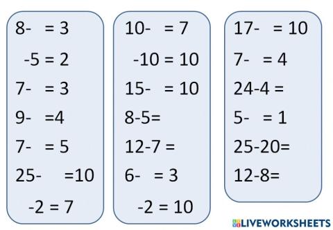 Cálculo mental subtração