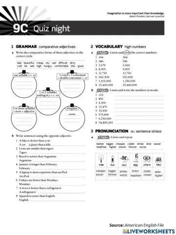 Quiz Night Exercises 1