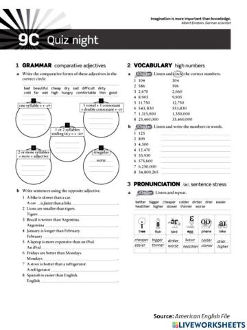 Quiz Night Exercises 1