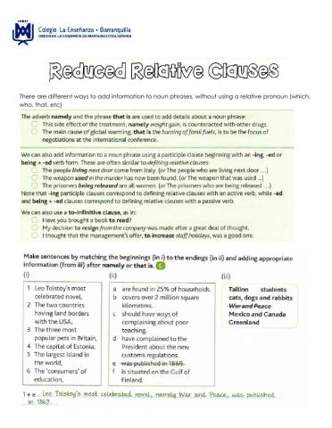 Reduced Relative Clauses