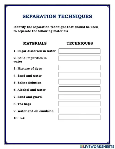 Separation techniques