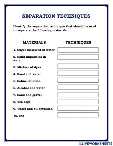 Separation techniques