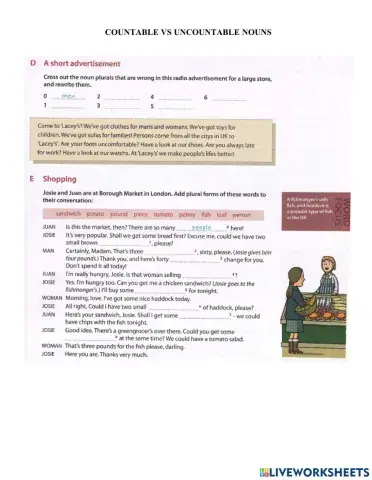 Countable vs Uncountable nouns