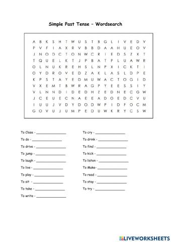 Simple Past Tense Worsdearch