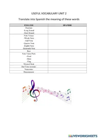 Vocabulary unit 2: rhythm