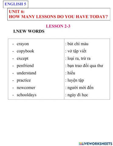 English 5- unit 6- lesson 2-3