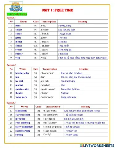 E7. unit1. free time