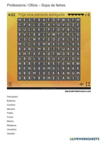 Sopa de lletres - Professions i Oficis