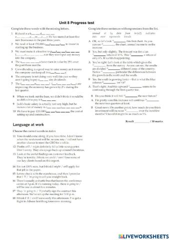 Unit 8 Progress test