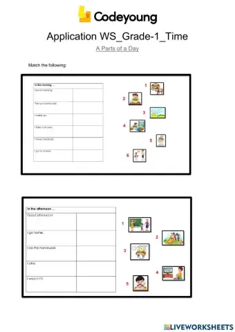 Parts of a day (application work)
