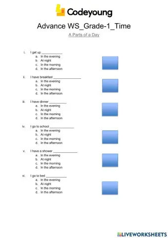 PARTS OF A DAY-Advance WS