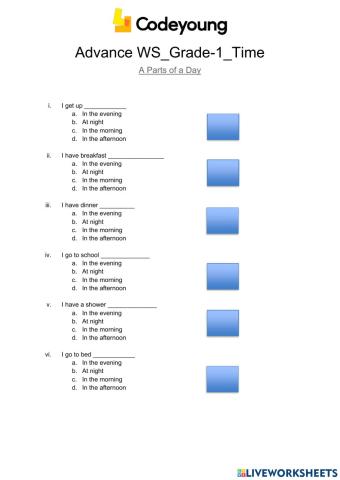 PARTS OF A DAY-Advance WS